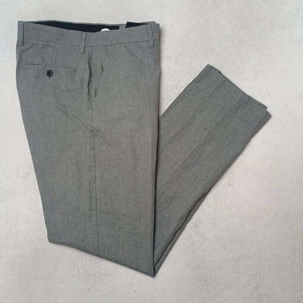 JCrew Pants Men 32x34 Light Gray Bedford Slim Dress Chambray Flat Front Suit